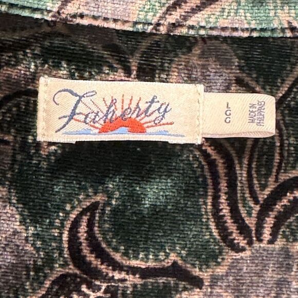 Faherty Shirt Large Stretch Silk Velvet Genevieve Shirt Pine Blossom Floral $188 - Picture 3 of 8